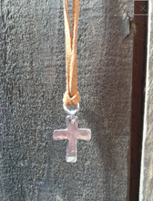 Load image into Gallery viewer, Heavy Sterling Cross and Leather Necklace