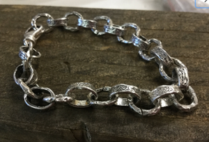 Heavy Artisan Sterling Silver Link Bracelet