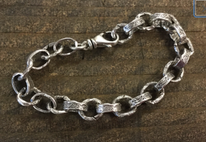 Heavy Artisan Sterling Silver Link Bracelet